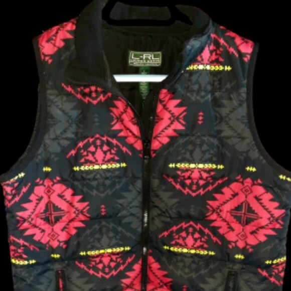 Ralph Lauren!! L-RL Lauren Active Polo Vest Women's Size L Black, Red & Yellow - Picture 1 of 3
